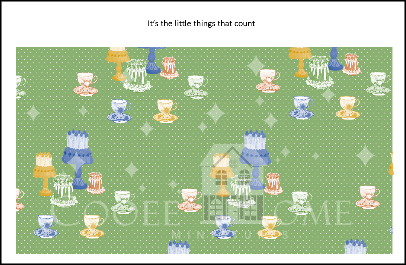 Dollhouse Wallpaper Teatime - shop the range of colours for instant download